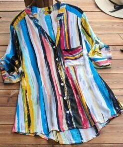 new women summer striped v neck blouses ladies casual loose baggy tops tunic shirts plus size women clothes