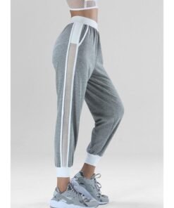 side hollow out pants women summer fashion solid color sweatpants mid-waist trousers womens grey white black pantalon femme