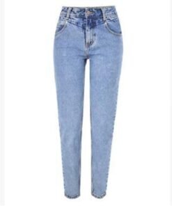 fashion high waist boyfriend jeans woman casual straight jean for women denim trousers light blue