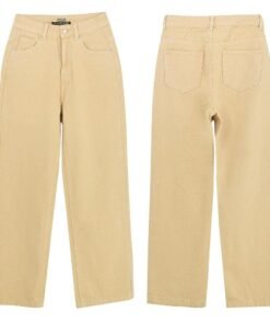 high waist loose straight jeans for women khaki women denim trousers casual jeans