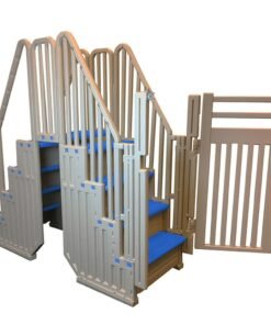 Confer Warm Gray Above Ground Blue Swimming Pool System w/ Blue Steps & Closure