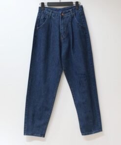 high waist women streetwear pleated mom jeans woman loose pockets jeans boyfriend pants casual ladies denim trousers