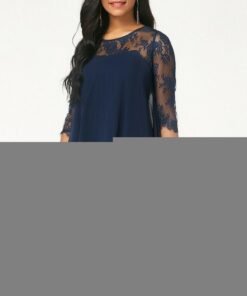 new women 3/4 sleeve causal loose lace evening formal dress elegant office ladies summer party beach holiday sundress