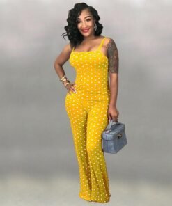 fashion women’s playsuit ladies polka dot summer beach sleeveless romper wide leg long pant trouser holiday jumpsuits