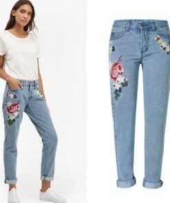 embroidery jeans for women 201 spring autumn woman denim trousers jean women