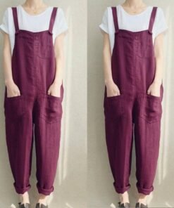 new women sleeveless dungarees summer plus size rompers jumpsuit casual loose wide leg pants overalls playsuits