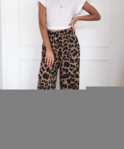 fashion women’s pants wide leg high waist leopard snake printed loose casual long pants palazzo plus size