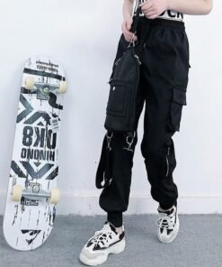 girls black street dance pants hiphop style sport running outfit loose pants