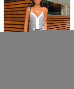 strapless wide leg pants jumpsuit for women summer v neck grey white patchwork long jumpsuit side split maxi rompers