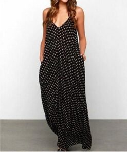 new women summer boho long maxi dress holiday party dress ladies sleeveless loose dress casual v-neck beach sundress