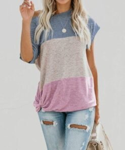 summer tees plus size xl-4xl short sleeve t shirt  patchwork tshirt women tops casual tshirt women casual tops