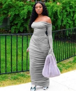 fashion women’s long sleeve bodycon maxi dress secy elegant ladies off shoulder evening party long wrap dress