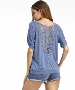 summer lace women blouse shirt tops tees shirt o-neck loose plus size