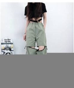 spring women overalls cargo pants unisex hip hop ankle-length loose pants harajuku plus size zipper knee high waist haren pants