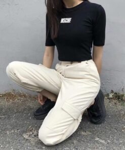 spring sports elastic high waist big pocket sweatpants female streetwear loose casual harem pants  women trousers plus size