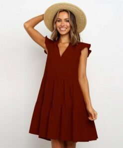 summer smock dress tops ladies holiday beach casual loose shirt sundress