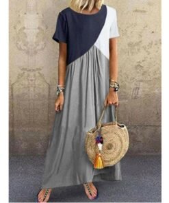 summer dress for women ladies boho maxi dress casual short sleeve office dress holiday beach sundress plus size
