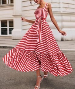 plus size bohemian maxi dress women square collar sashes pleated dress summer ruffles long beach dresses 3xl robe femme