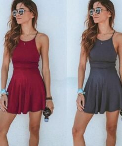 fashion women dress summer casual sleeveless solid female beach dress sexy ladies slim short mini dress clothing sundress