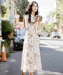 fashion korea style women girl boho floral long dress maxi dress