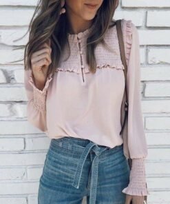 plus size fashion women ladies summer casual long sleeve loose blouse holiday new chiffon solid blouse shirt tops