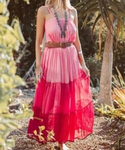 fashion summer dress  women holiday high waist sleeveless dress ladies summer boho beach long sundress