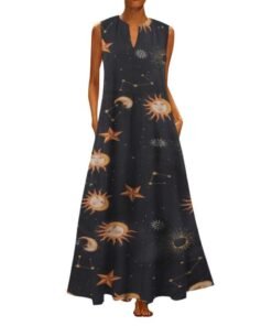 printed bohemian ethnic style beach maxi dress