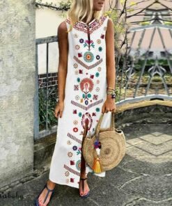new women boho floral sleeveless slit fashion ladies long holiday casual summer print beach dress sundress hot
