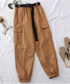 harajuku streetwear cargo pants women casual joggers sweatpants high waist loose female trousers streetwear pantalon belt