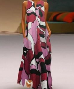 fashion women casual sleeveless summer loose long maxi dress boho o-neck unique design beach 2019 new ladies dress