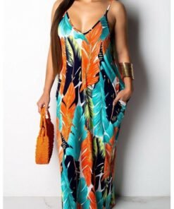 fashion women’s maxi long boho dress hot v neck sleeveless new floral summer beach cocktail party loose sundress
